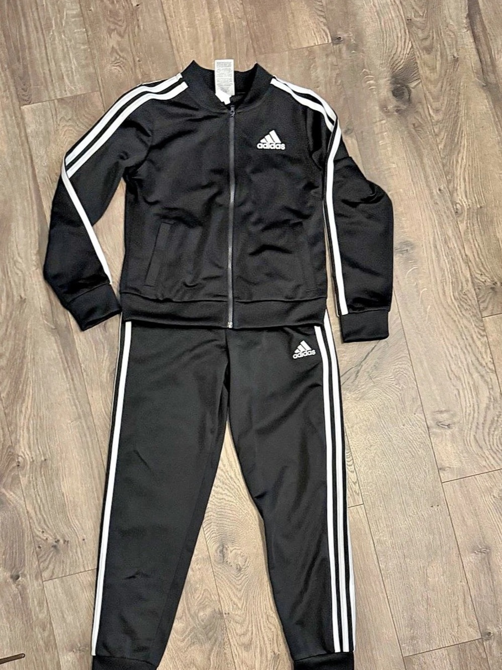 adidas Kids' 3-Stripe Tricot Track Jacket & Pants Set Boys Medium Black & White